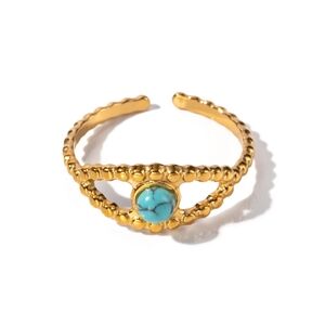 18K Gold-Plated Turquoise Stainless Steel Eye Design Ring